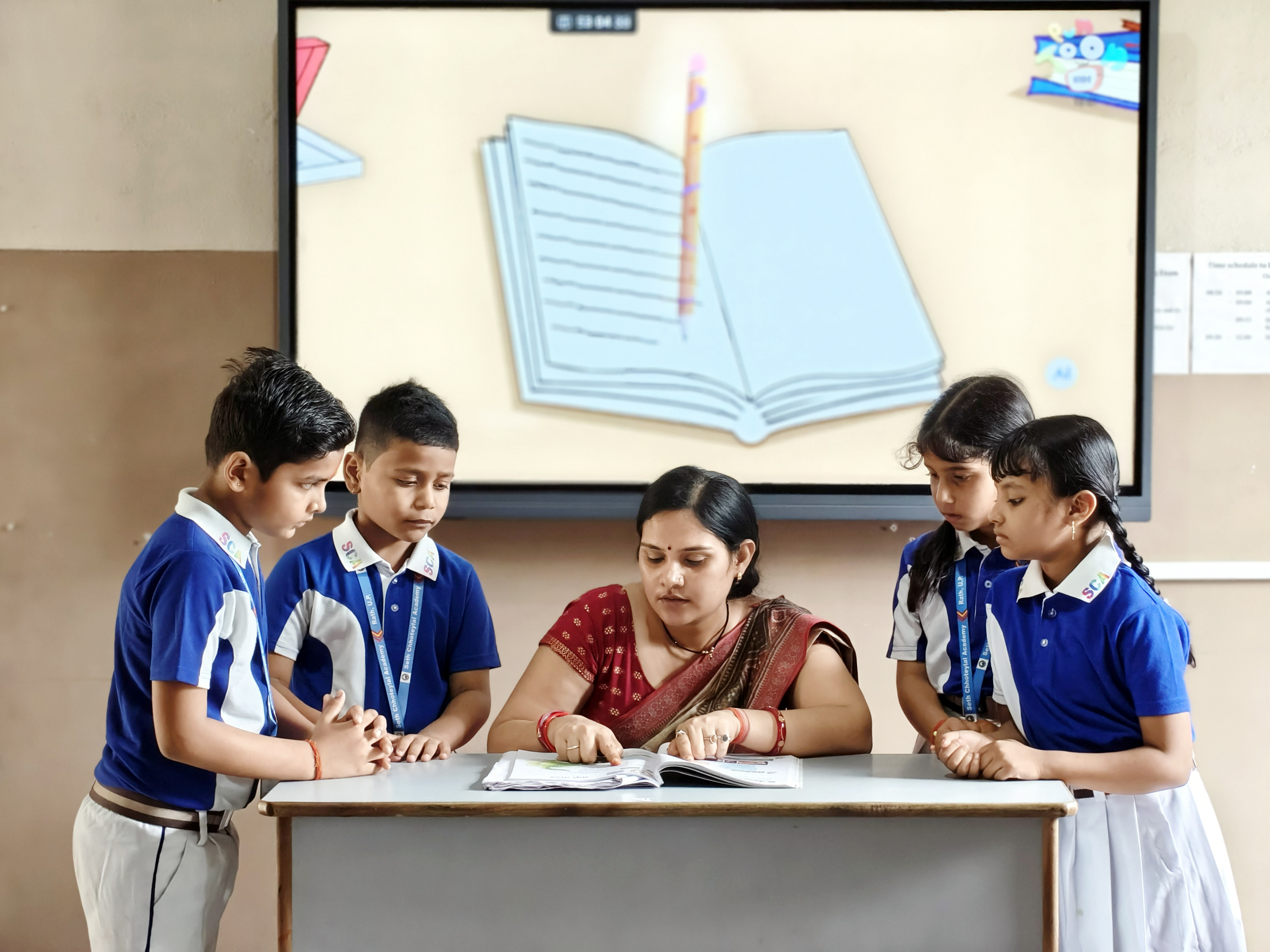 Teacher engaging with students in a classroom